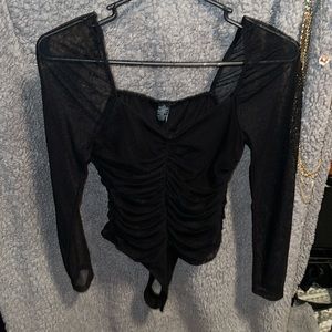 black mesh body suit